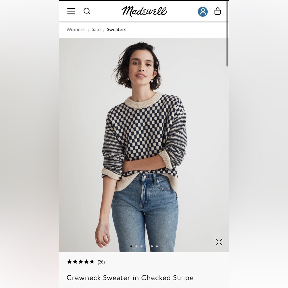 Madewell Crewneck Sweater in Checked Stripe